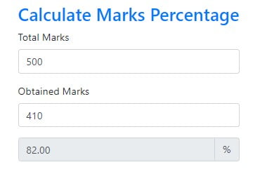 calculate marks percentage in javascript