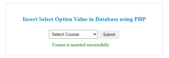 php insert select option in database