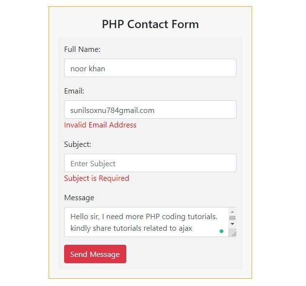 PHP Contact Form with Sending Email