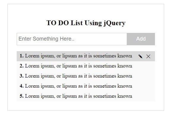 to do list app using jquery