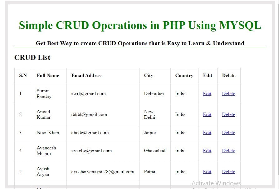 CRUD Operations In PHP Using MySQL CodingStatus