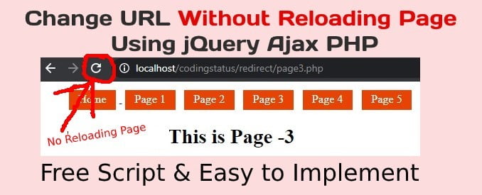 change url without reloading page using ajax jquery php