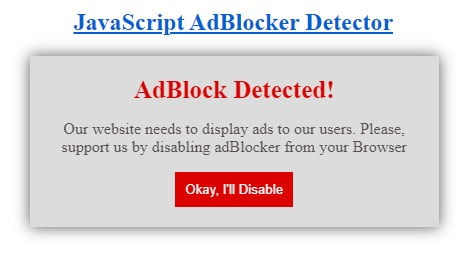 detect adblocker using javascript