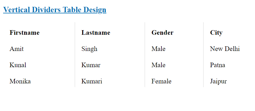 css vertical dividers table design